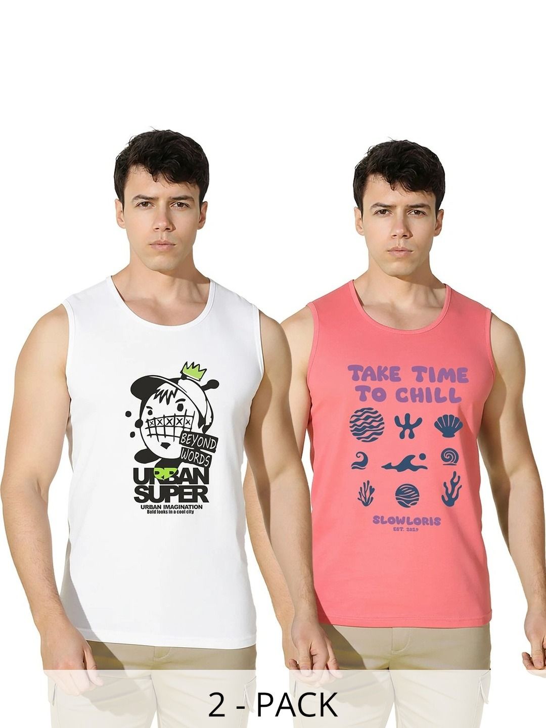 CRYPTIC Pack of 2 Printed Cotton Tank-picture-25
