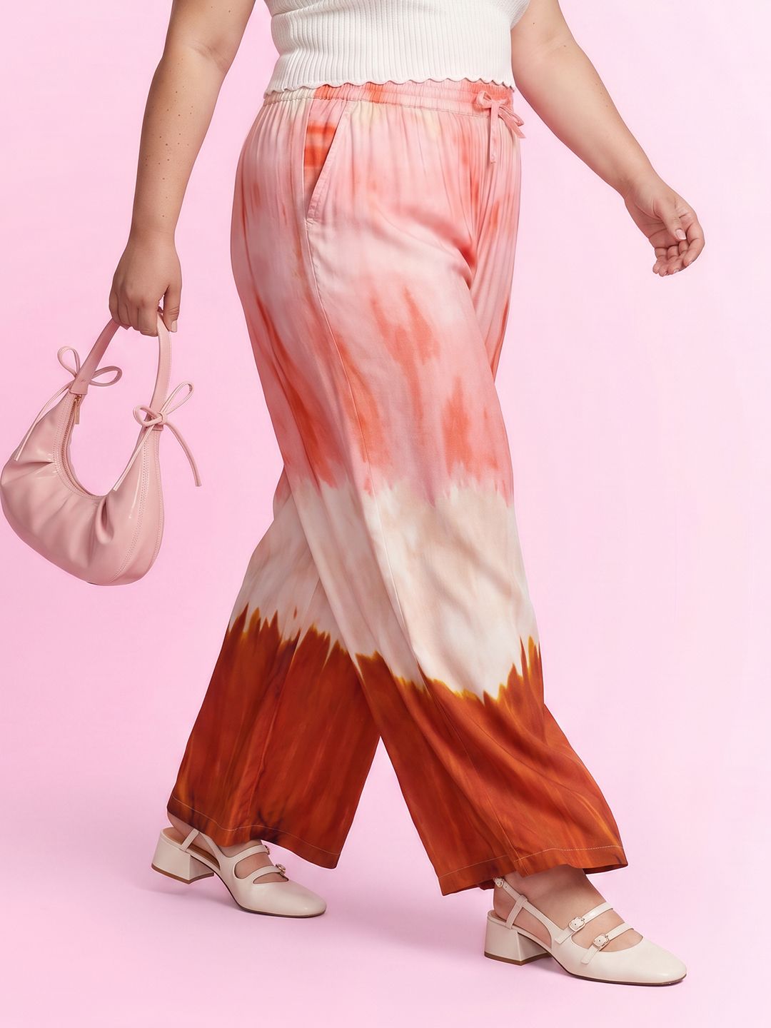 DressBerry Curve Women Plus Size Dyed High-Rise Wide Leg Parallel Trousers-image-33