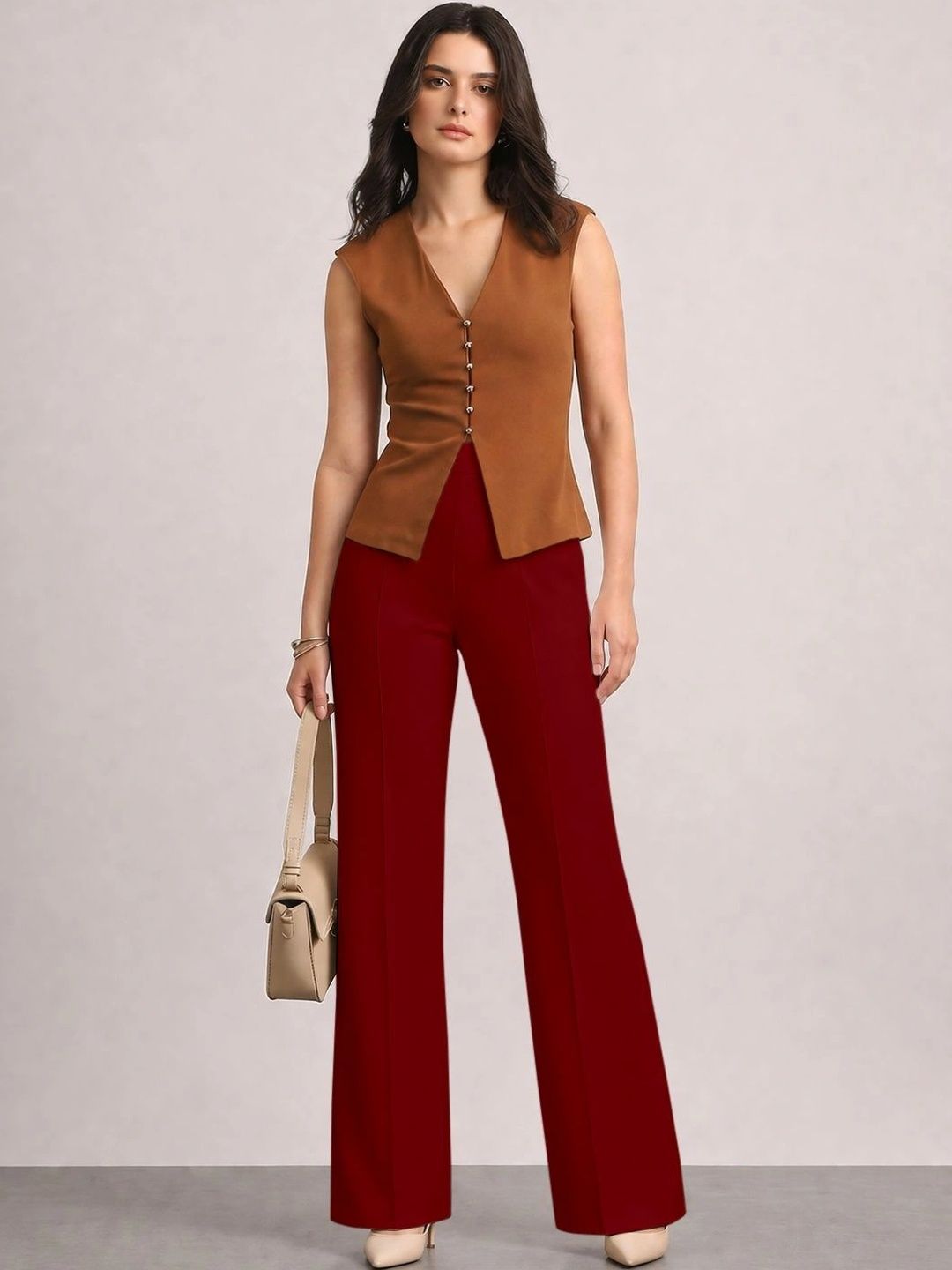 HERE&NOW Women Relaxed Easy Wash Trousers-picture-28
