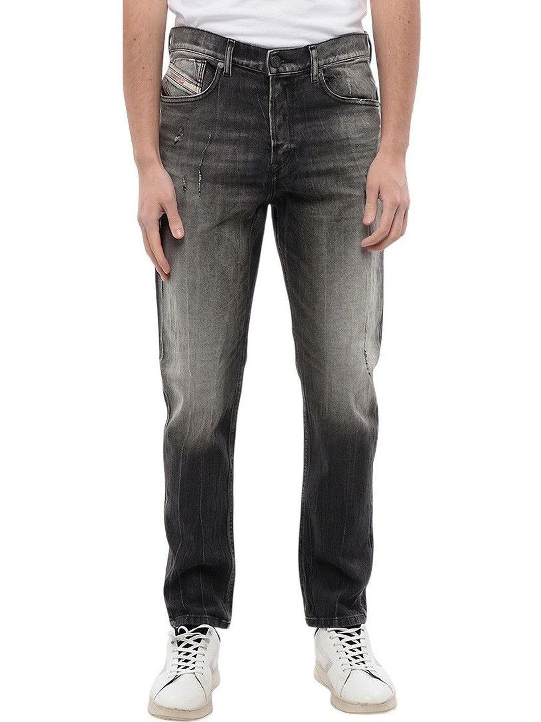DIESEL Men Regular Fit Mid-Rise Low Distress Jeans-picture-58