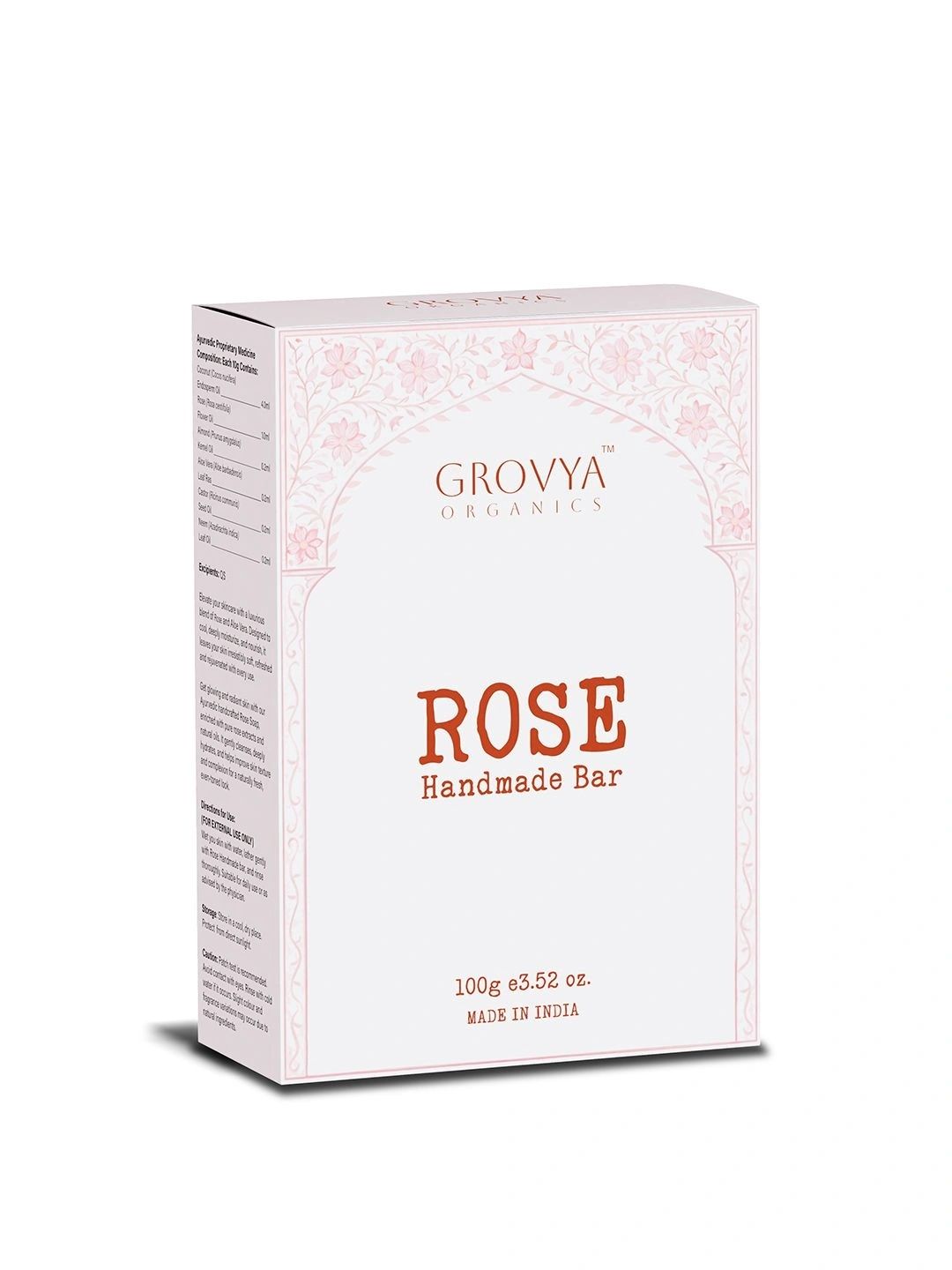 GROVYA ORGANICS Handmade Rose Soap For Soft, Hydrated & Fresh Skin -100 g-image-45