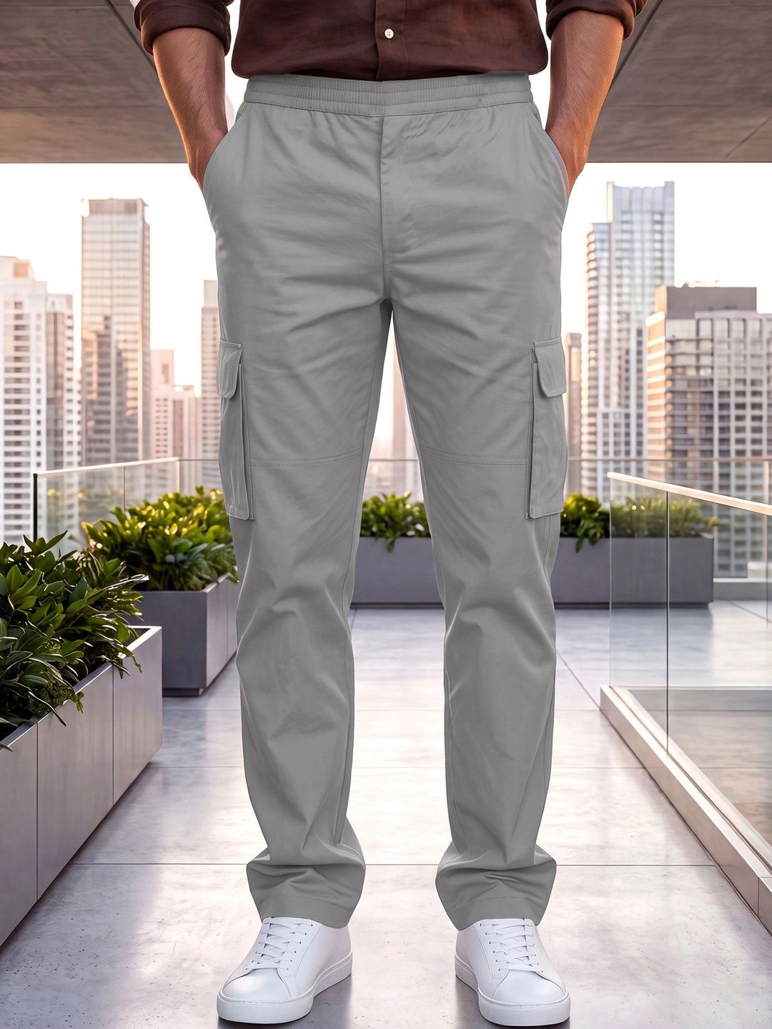 OXIT CLASS Women Relaxed Straight Leg Loose Fit Easy Wash Cargos Trousers-picture-33