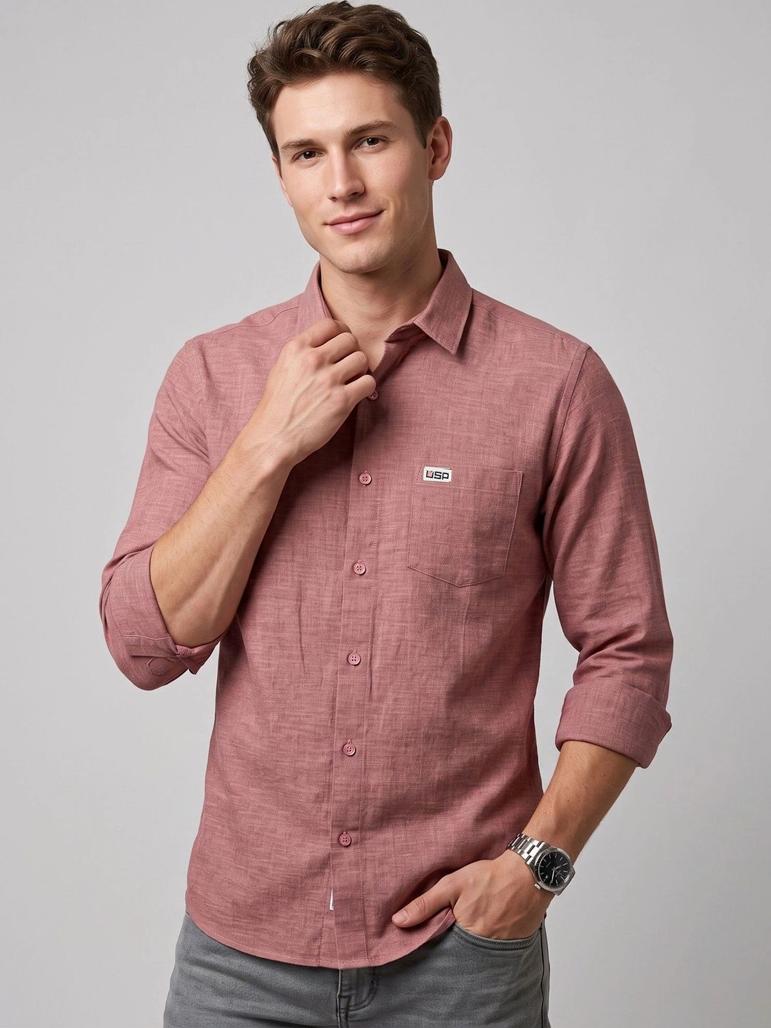 U.S. PITCHERS Men Modern Slim Fit Casual Shirt-picture-37