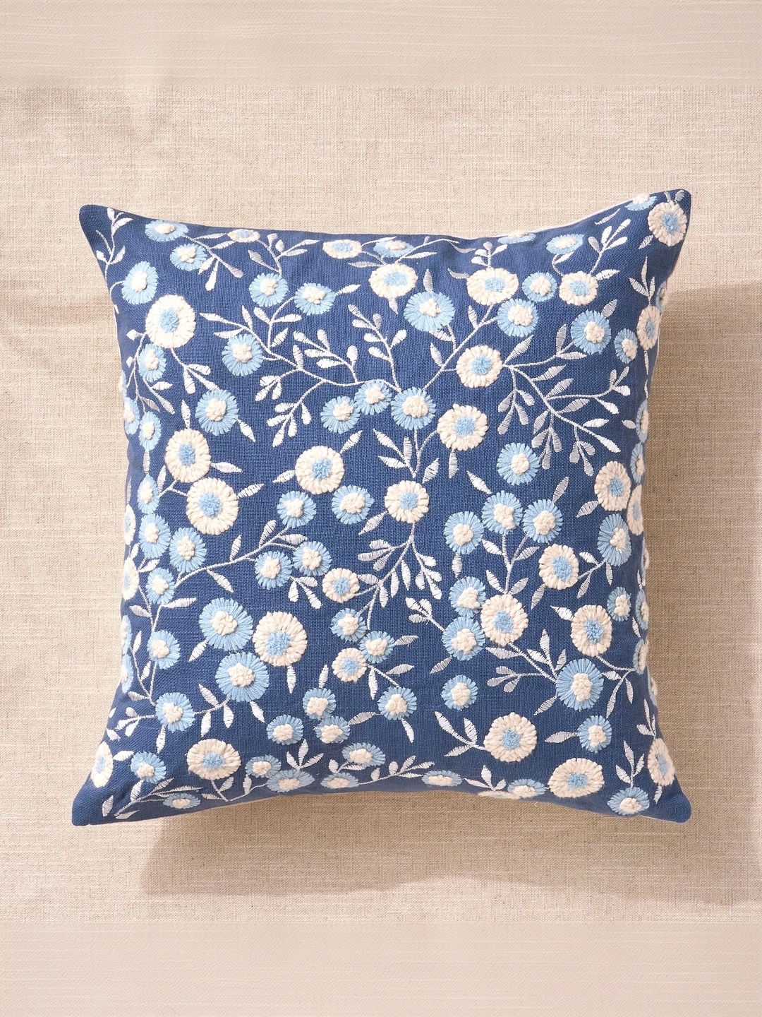 Home Centre Blue Floral Square Cushion Covers-picture-34