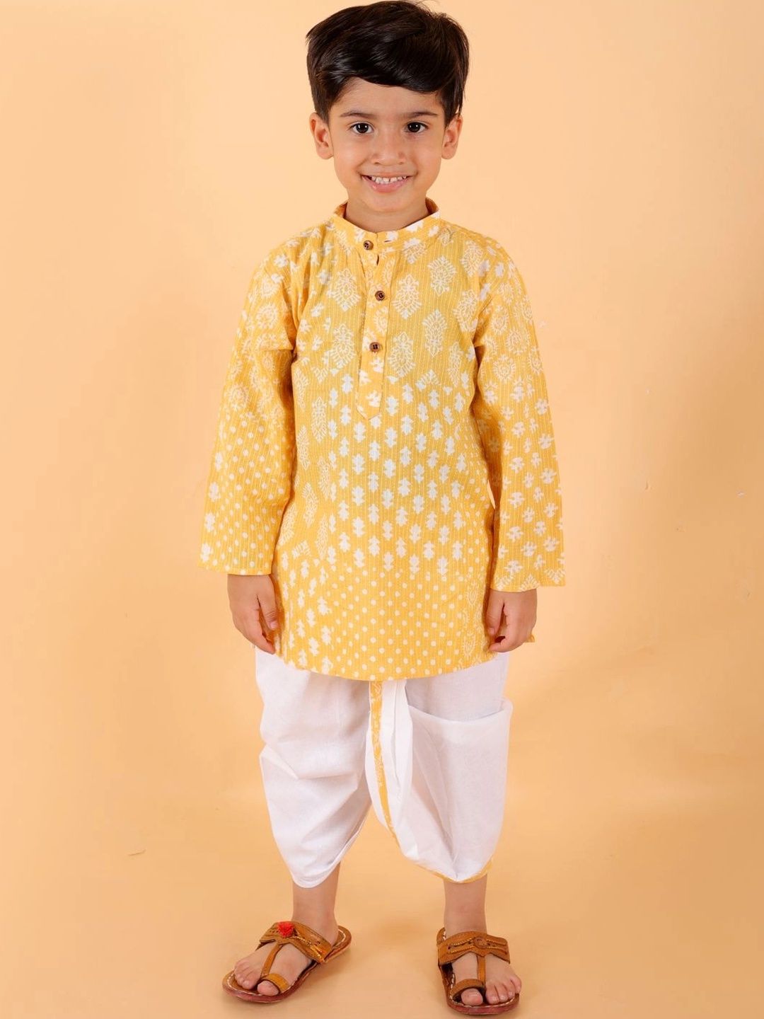Sangria Boys Ethnic Motifs Printed Regular Pure Cotton Kurta with Dhoti Pants-picture-36