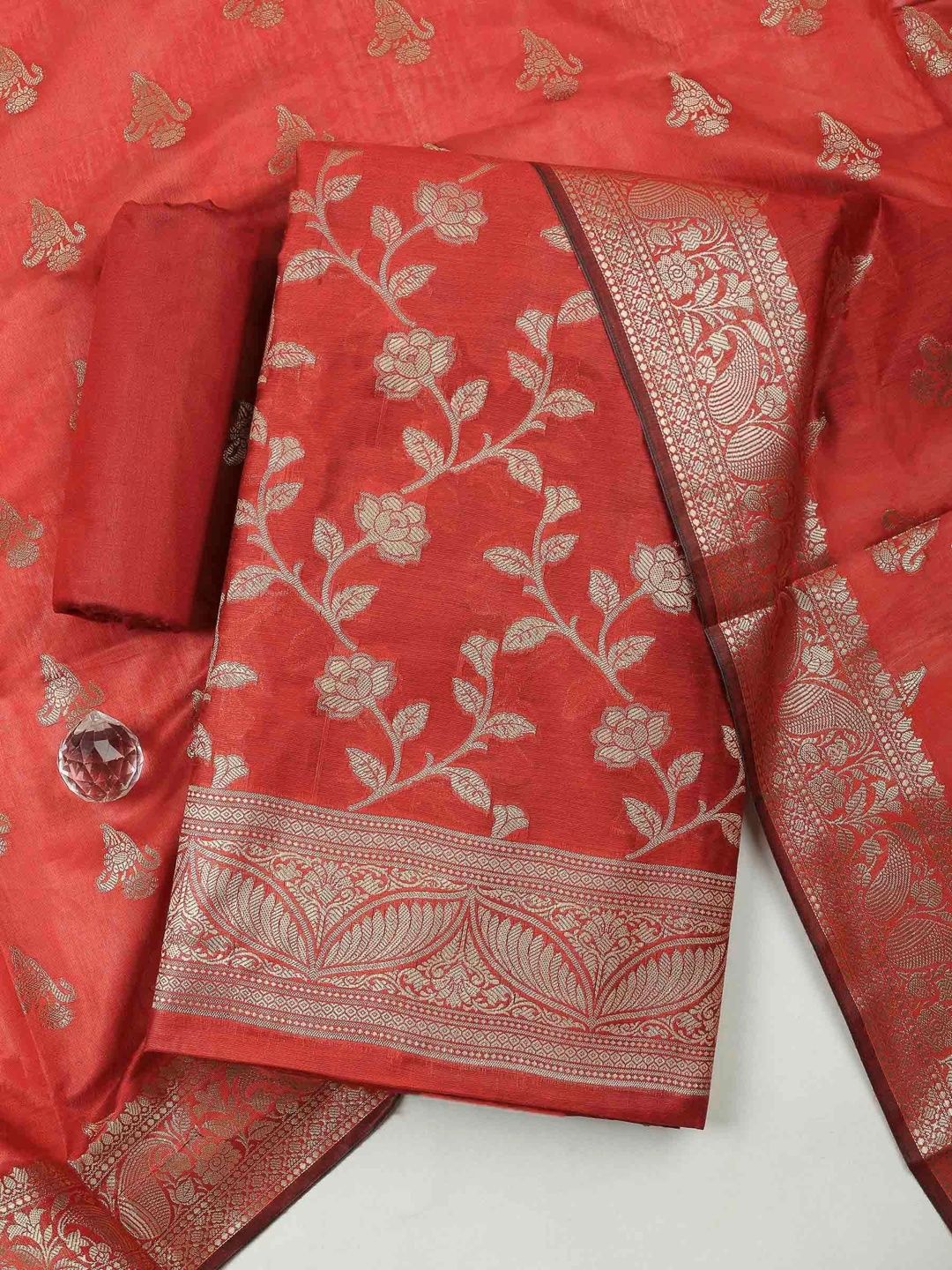 Meena Bazaar Art Silk Unstitched Dress Material-picture-51