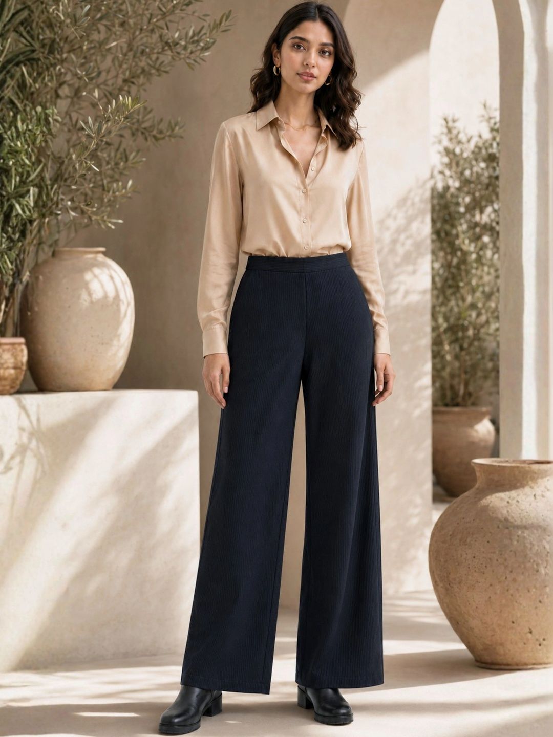 FEATHERS CLOSET Women Relaxed Easy Wash Corduroy Trousers-image-13