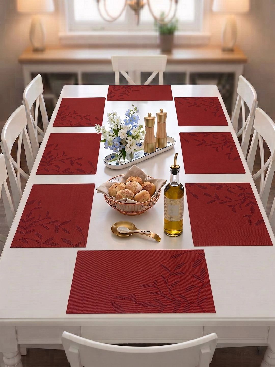 Myntra Elegant Homes 8-Pcs Red Printed Rectangle Table Placemats-picture-31