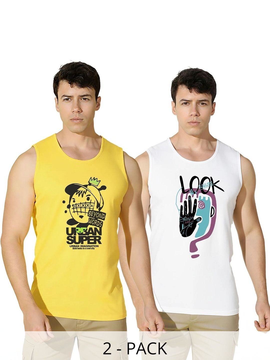 CRYPTIC Pack of 2 Printed Cotton Tank-picture-22