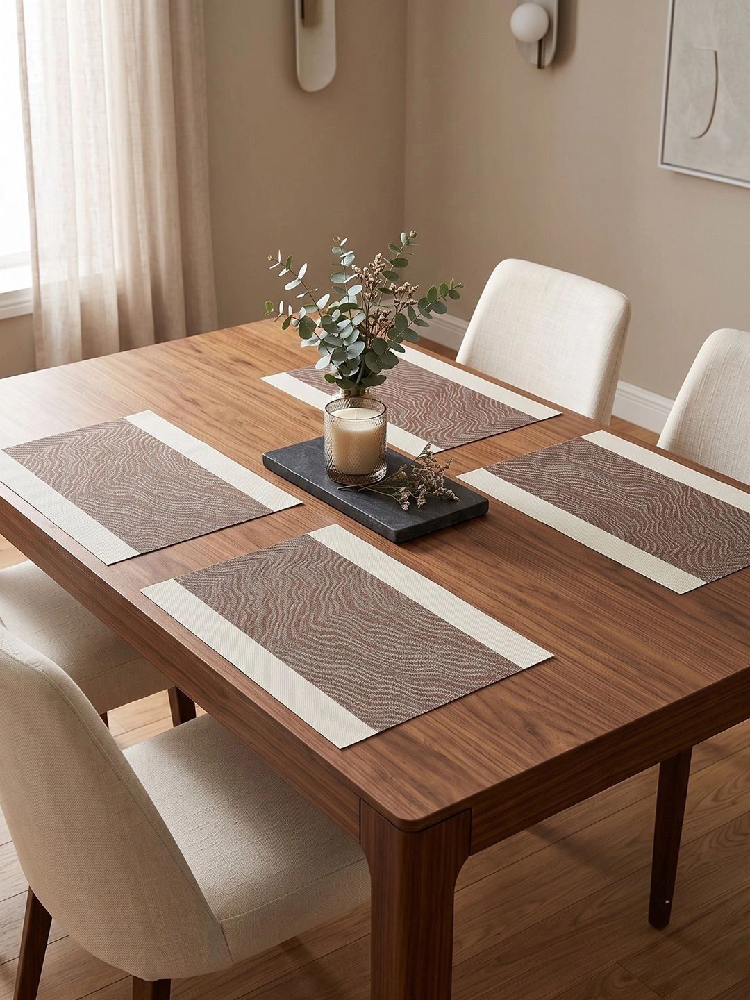Myntra Elegant Homes 4-Pcs Brown Printed Rectangle Table Placemats-picture-48