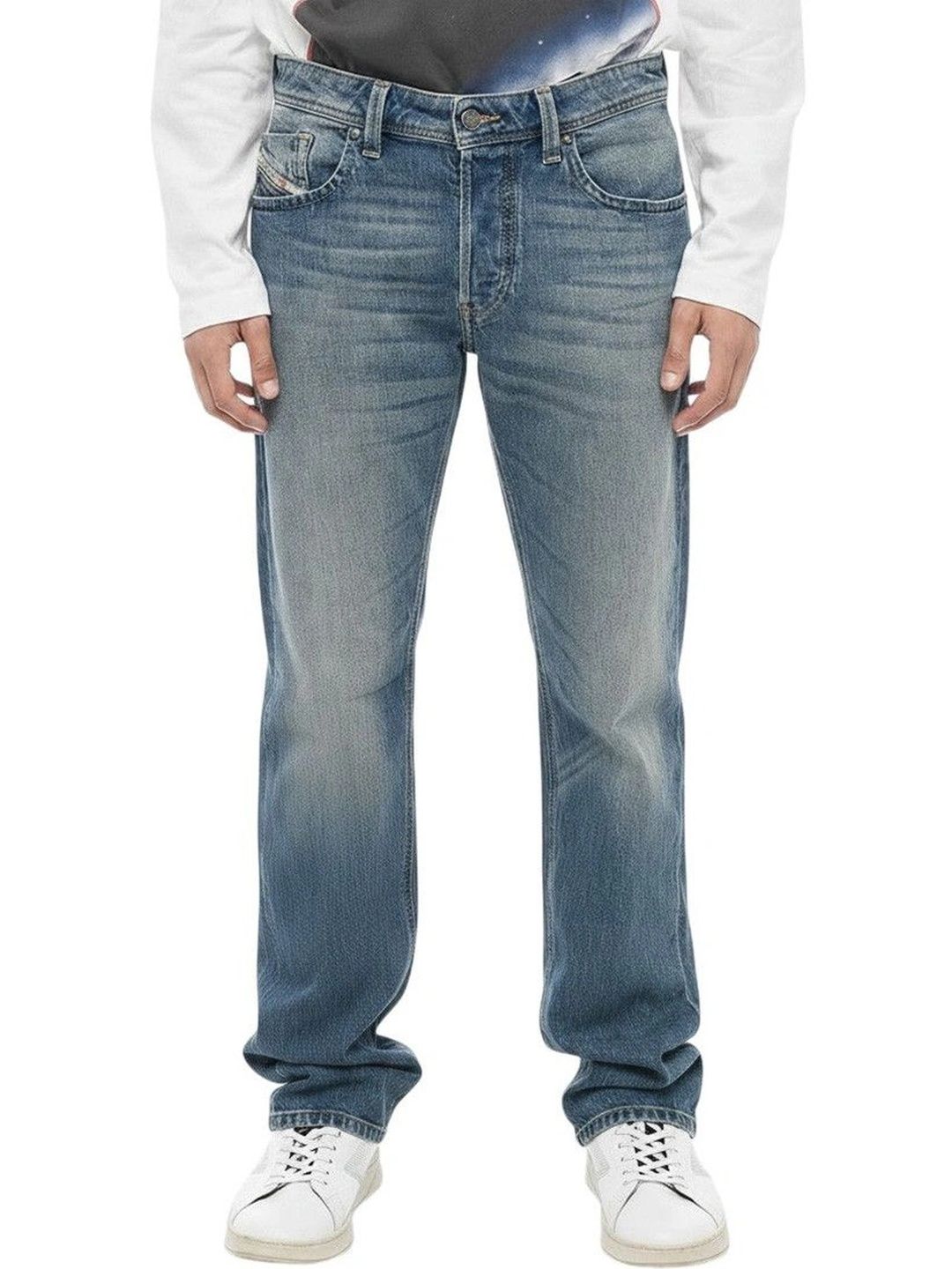 DIESEL Men Straight Fit Mid-Rise Low Distress Jeans-picture-25