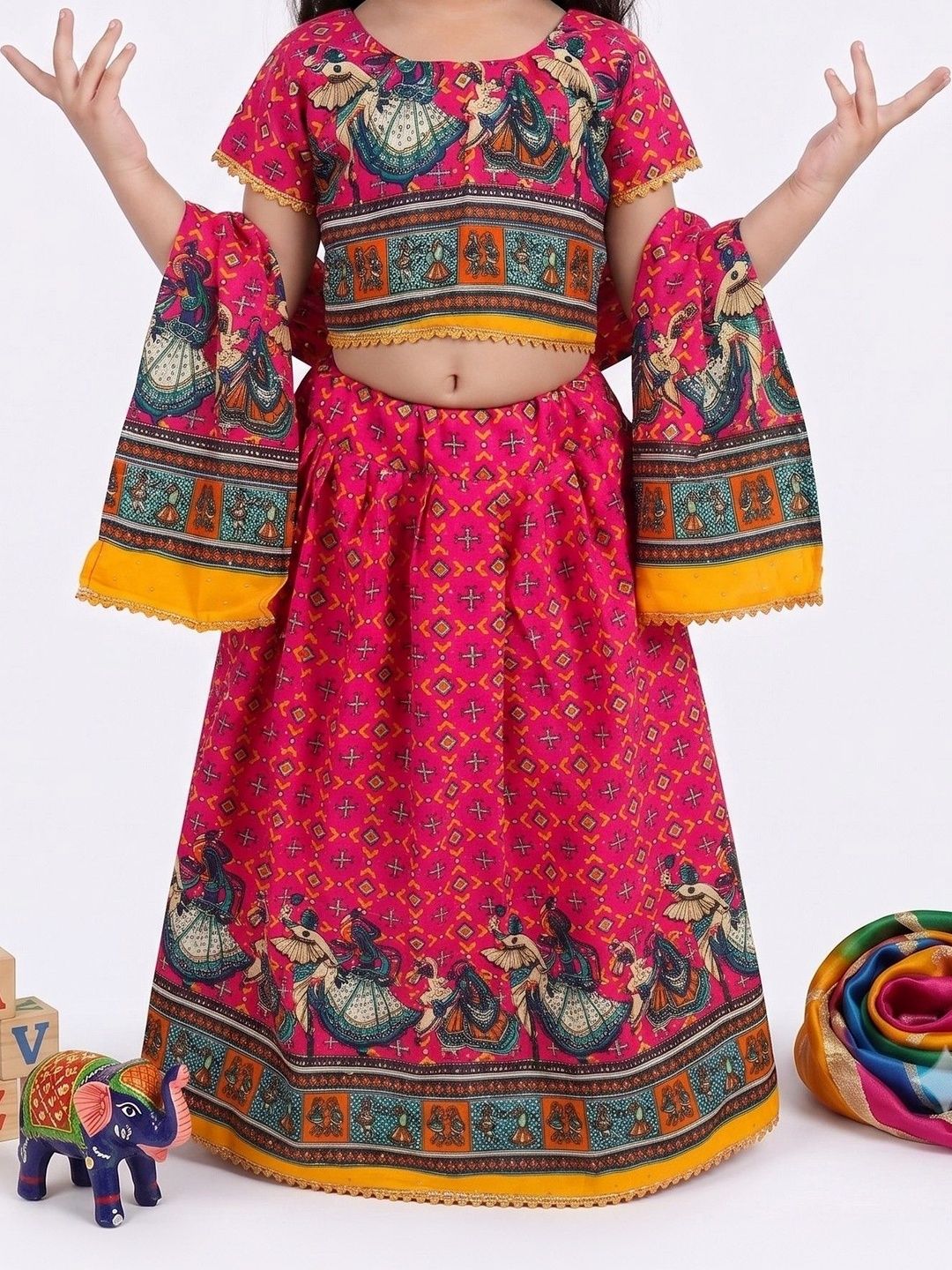 VALUE CREATION Girls Printed Ready to Wear Lehenga & Blouse With Dupatta-picture-28