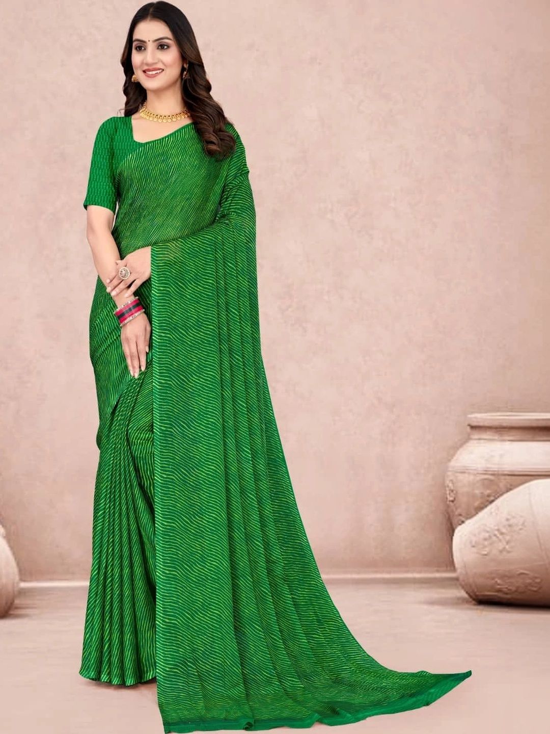 HERE&NOW Leheriya Pure Chiffon Leheriya Saree-picture-48
