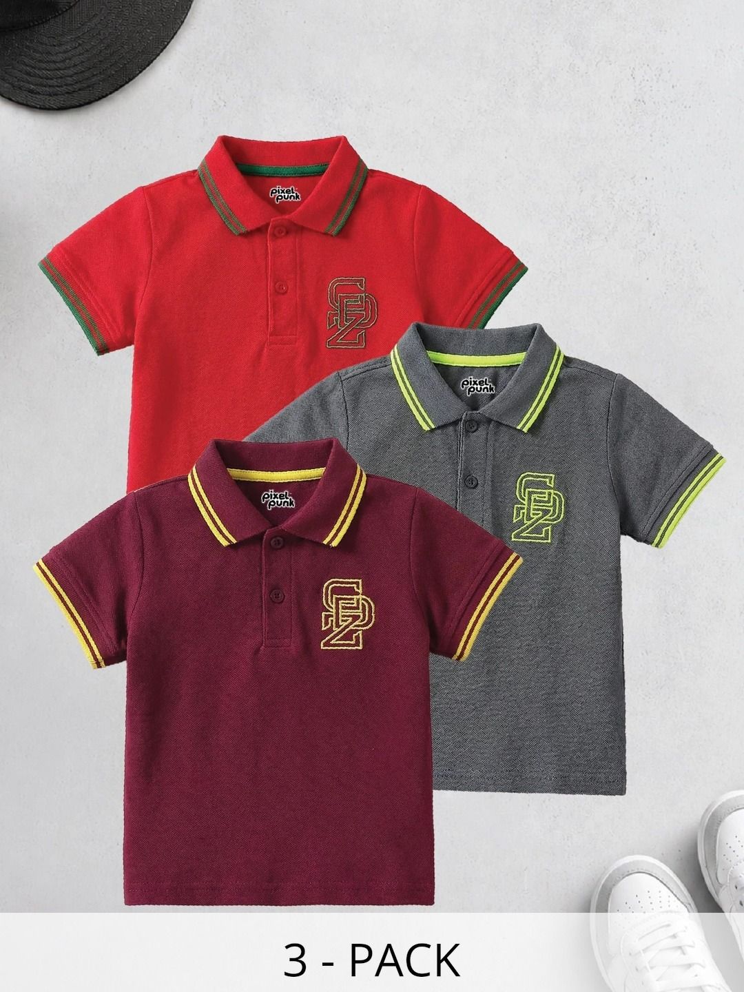 Pixel Punk Boys Brand Logo 3 Polo Collar T-shirt-picture-28