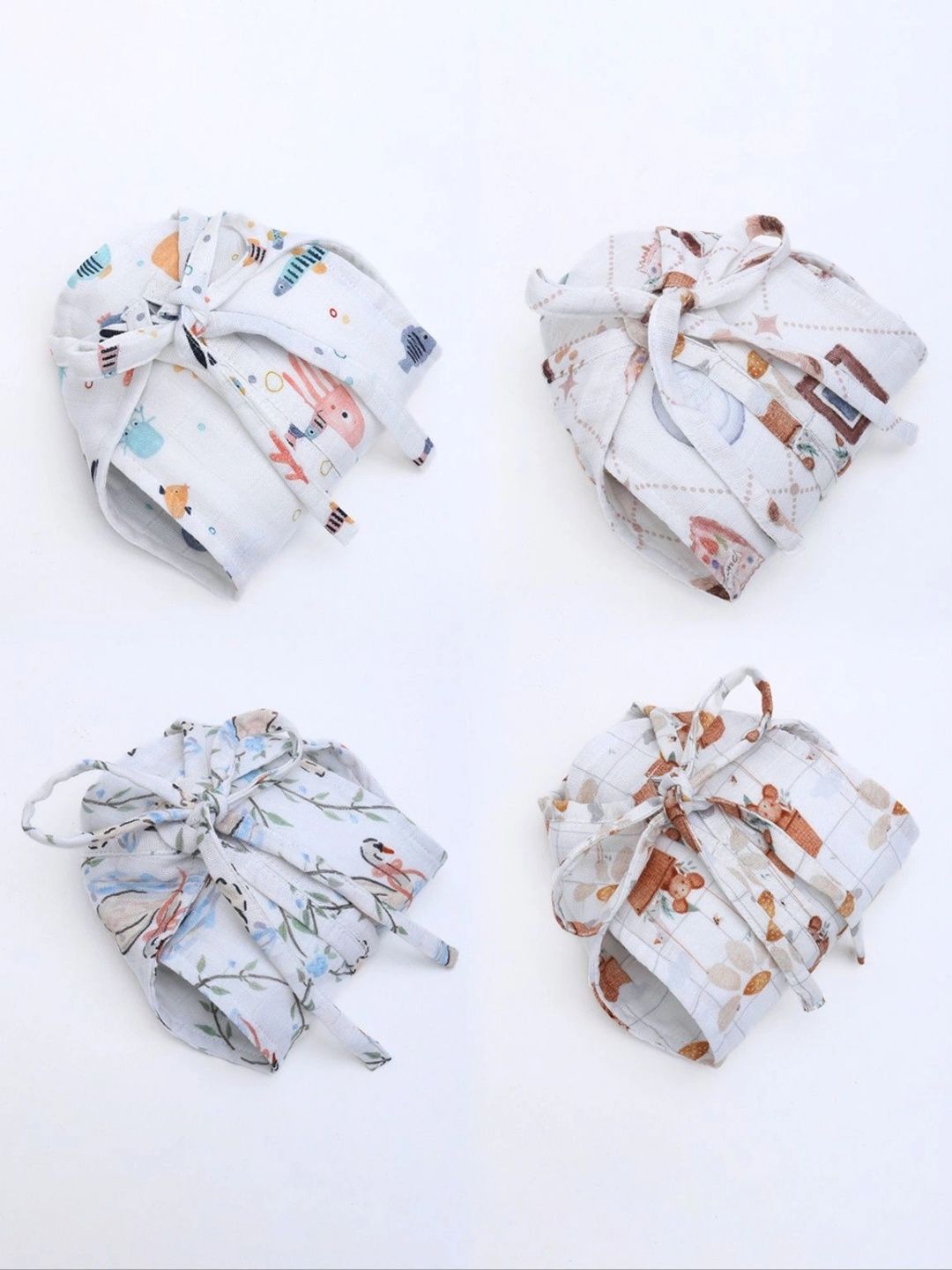 The Boo Boo Club Set Of 4 Muslin Cotton Printed Nappy-picture-36