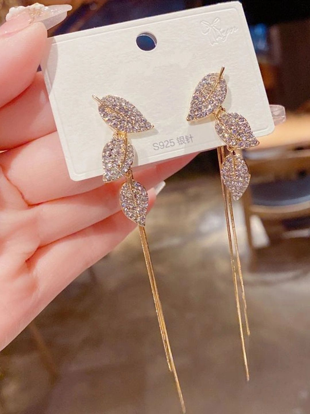Celestria Leaf Shaped Drop Earrings-picture-48