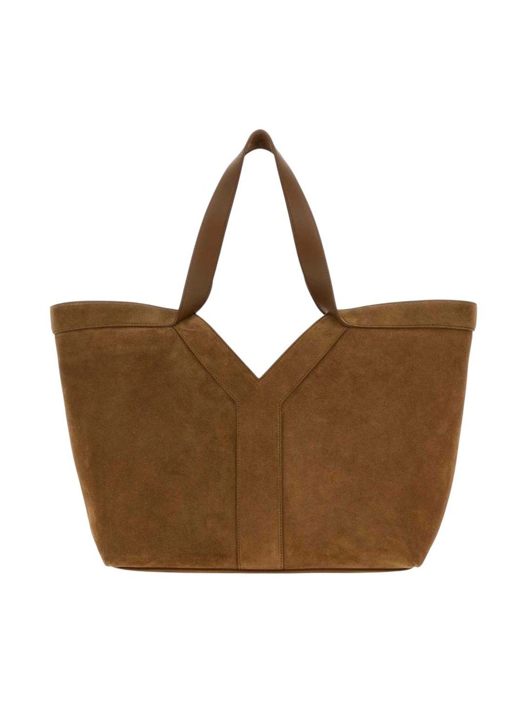 Saint Laurent Textured Suede Structured Tote Bag with Cut Work-image-47