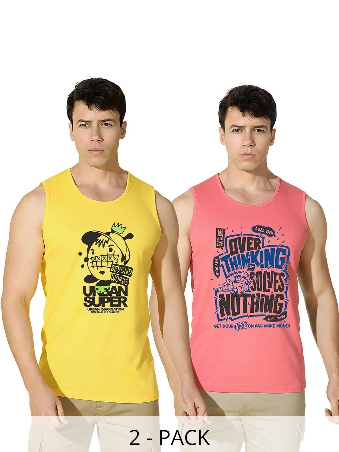CRYPTIC Men Pack of 2 Cotton Printed Sleeveless Gym Vest-picture-14