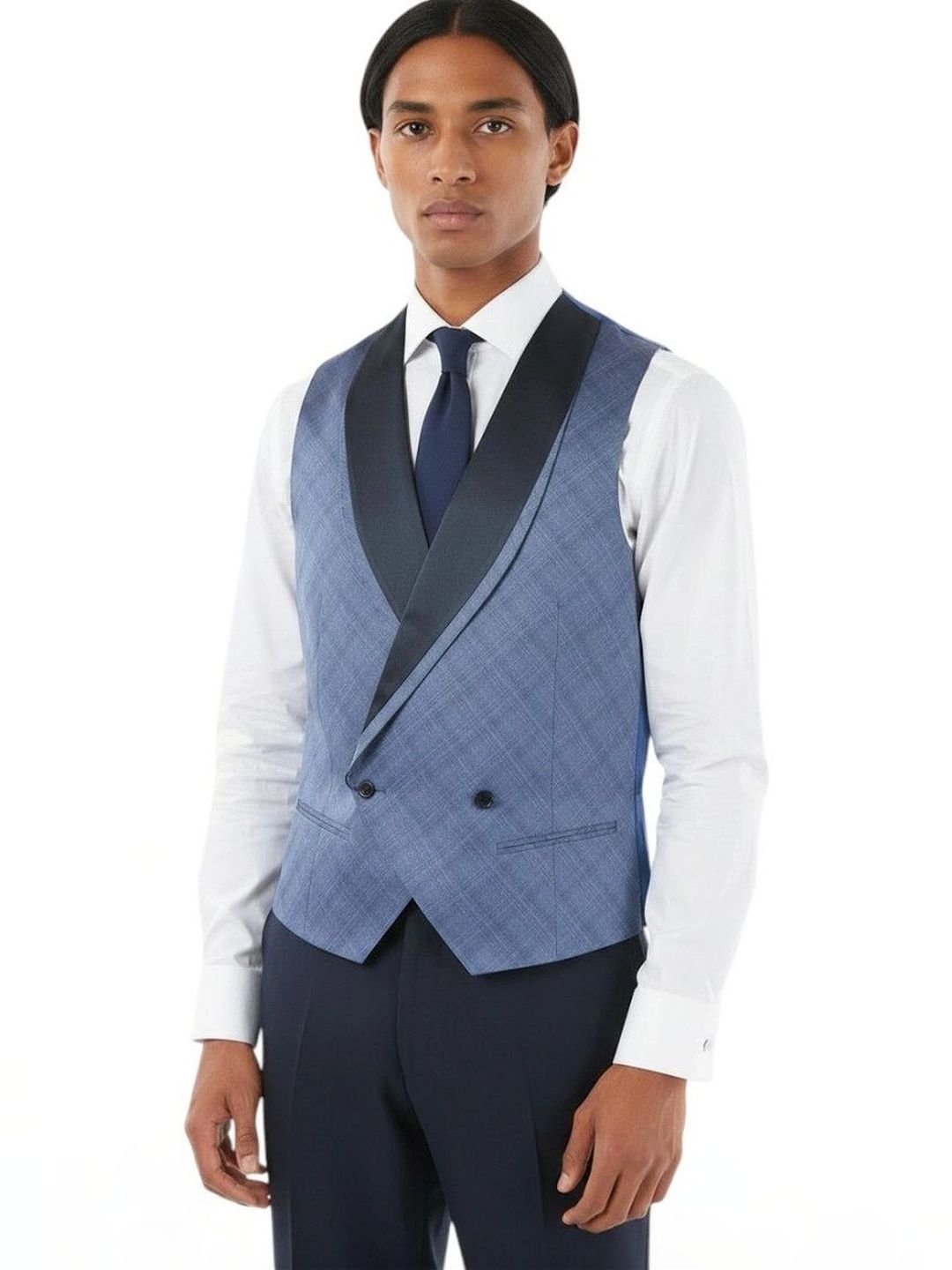Corneliani Blue Shawl Lapel Waistcoat-picture-11