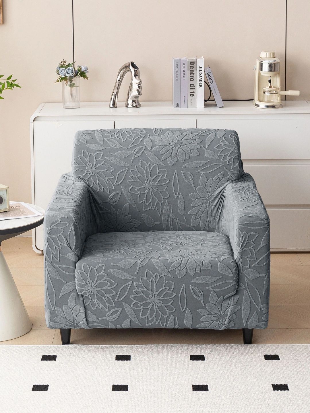 MAGICAL Grey 1 Piece Sofa Cover With Arms-image-17