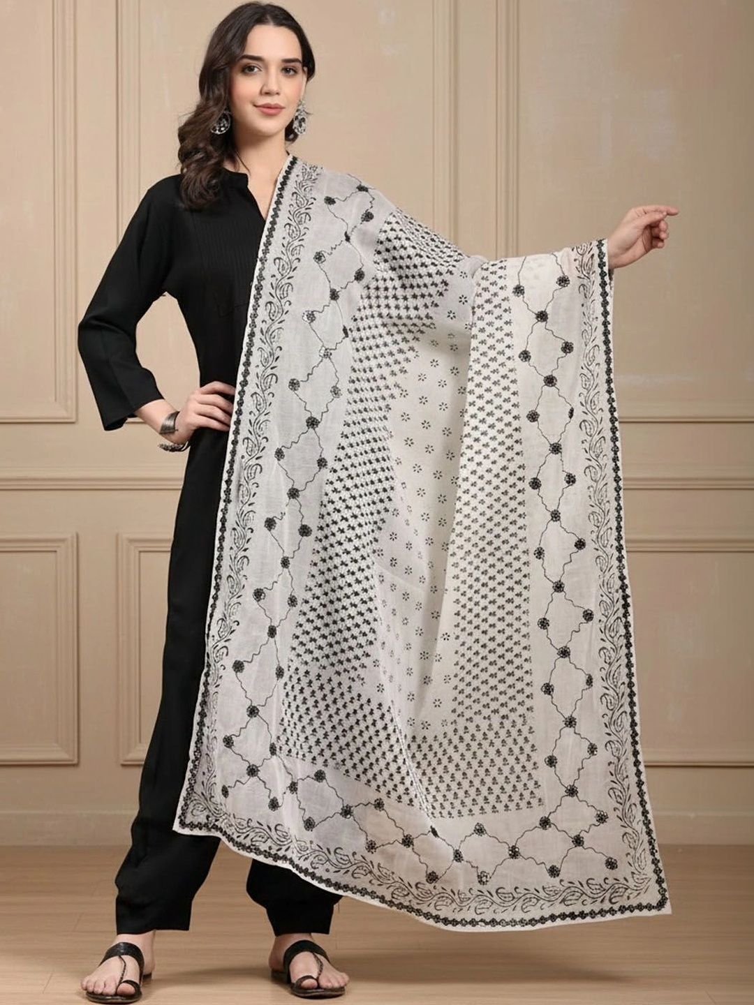 KALINI Embroidered Dupatta with Mirror Work-picture-39