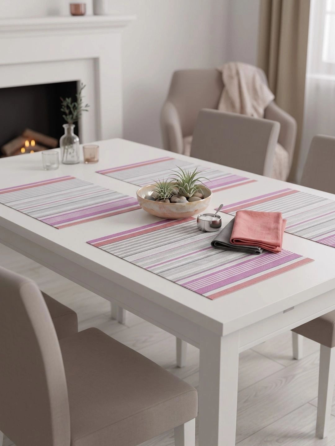 Myntra Elegant Homes 4-Pcs Grey Printed Rectangle Table Placemats-picture-53