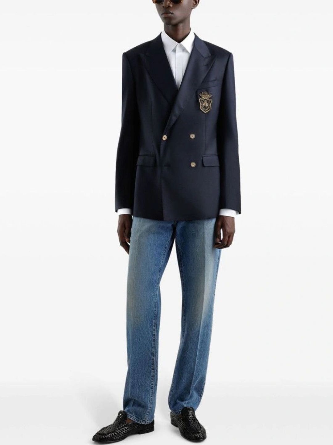 Dolce & Gabbana Navy Blue Logo Application Blazer-picture-28