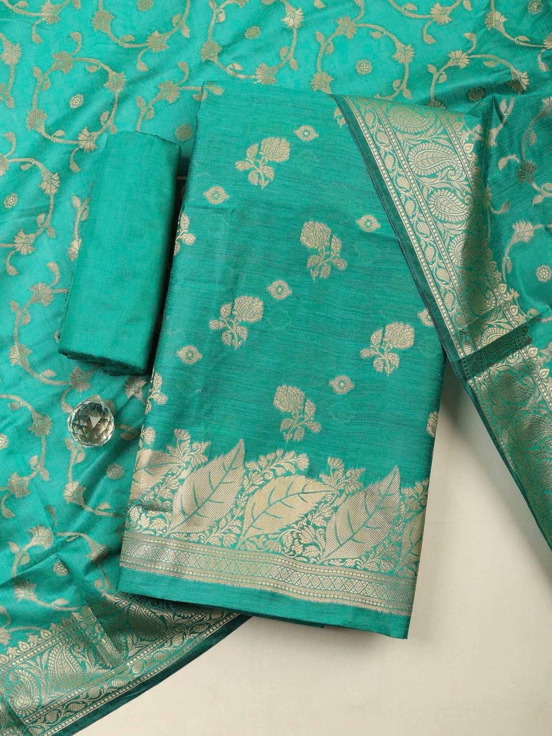 Meena Bazaar Art Silk Unstitched Dress Material-picture-19