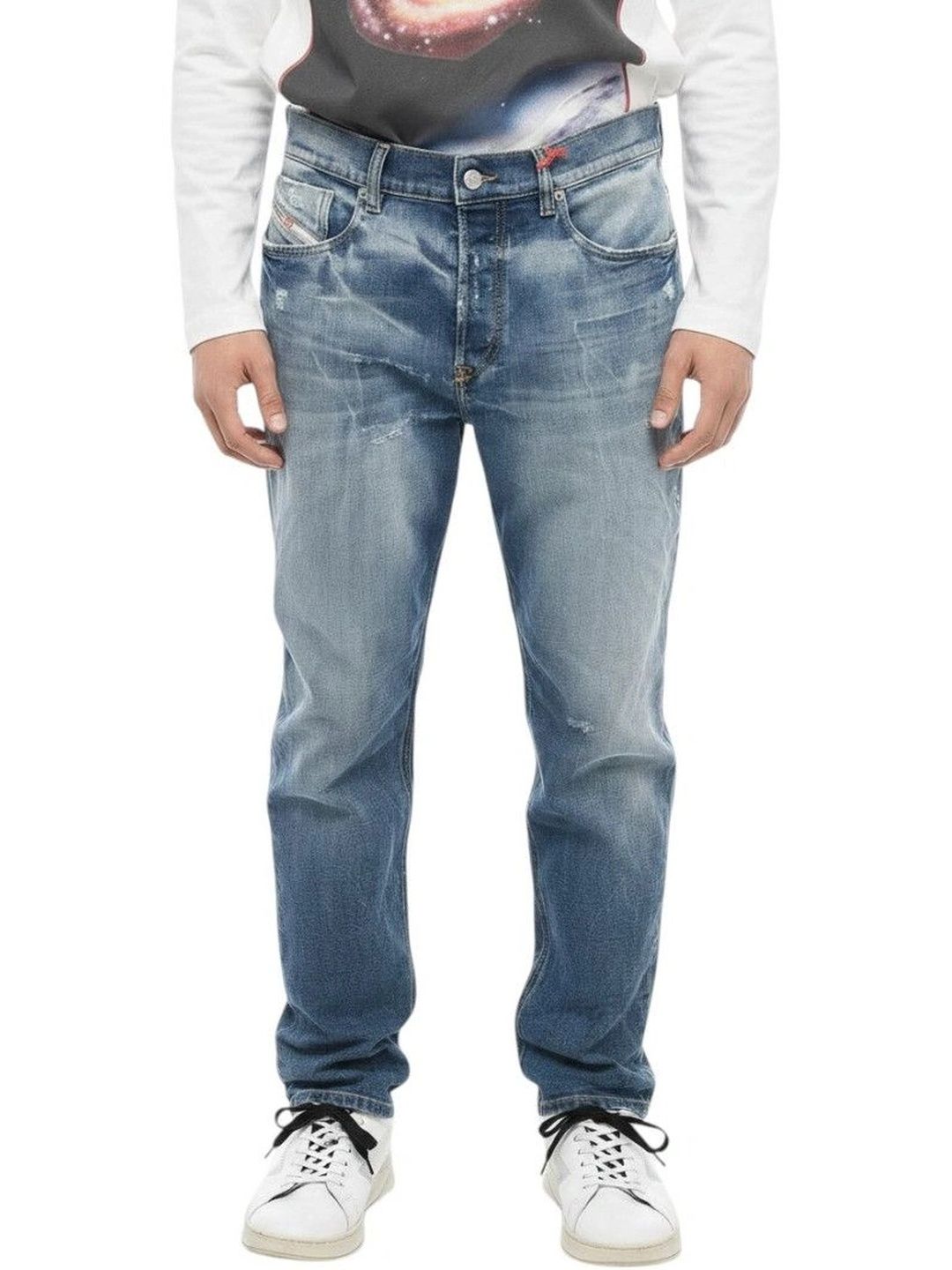 DIESEL Men Slim Fit Mid-Rise Mildly Distressed Jeans-picture-40