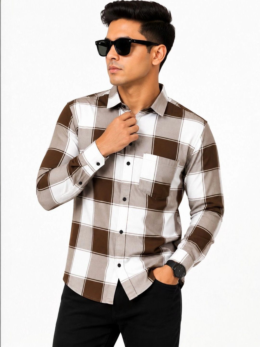 NNC-NEXT NOVA CLOTHES Men Classic Buffalo Checks Checked Casual Shirt-picture-34