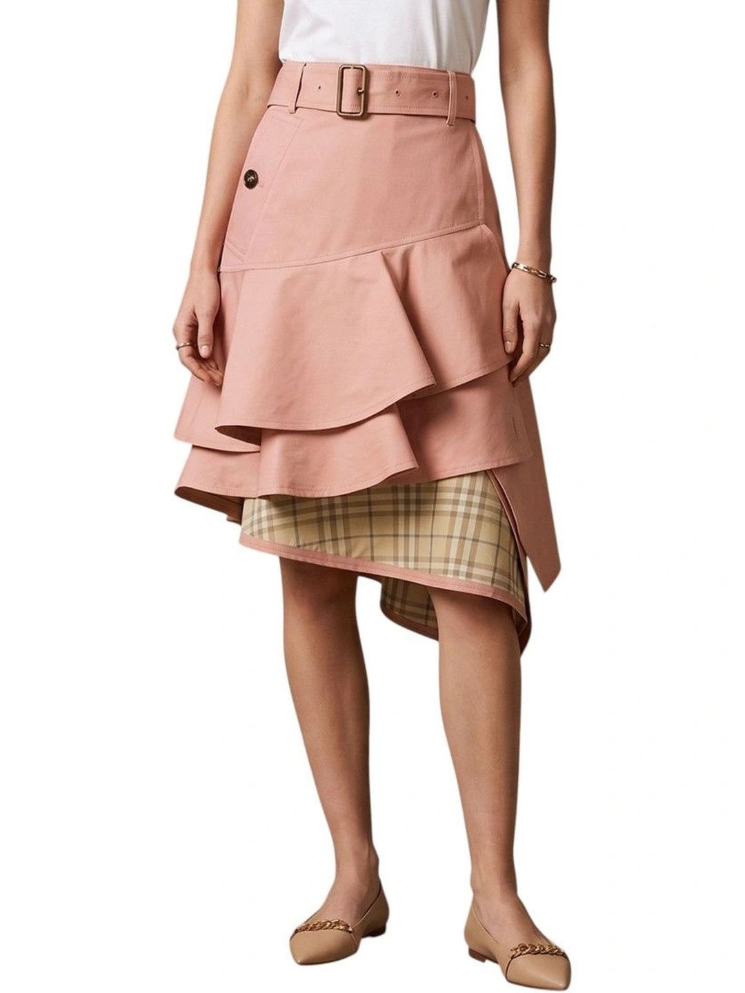 Burberry Women Cotton Frills Bows and Ruffles Knee Length A-Line Skirt-picture-20