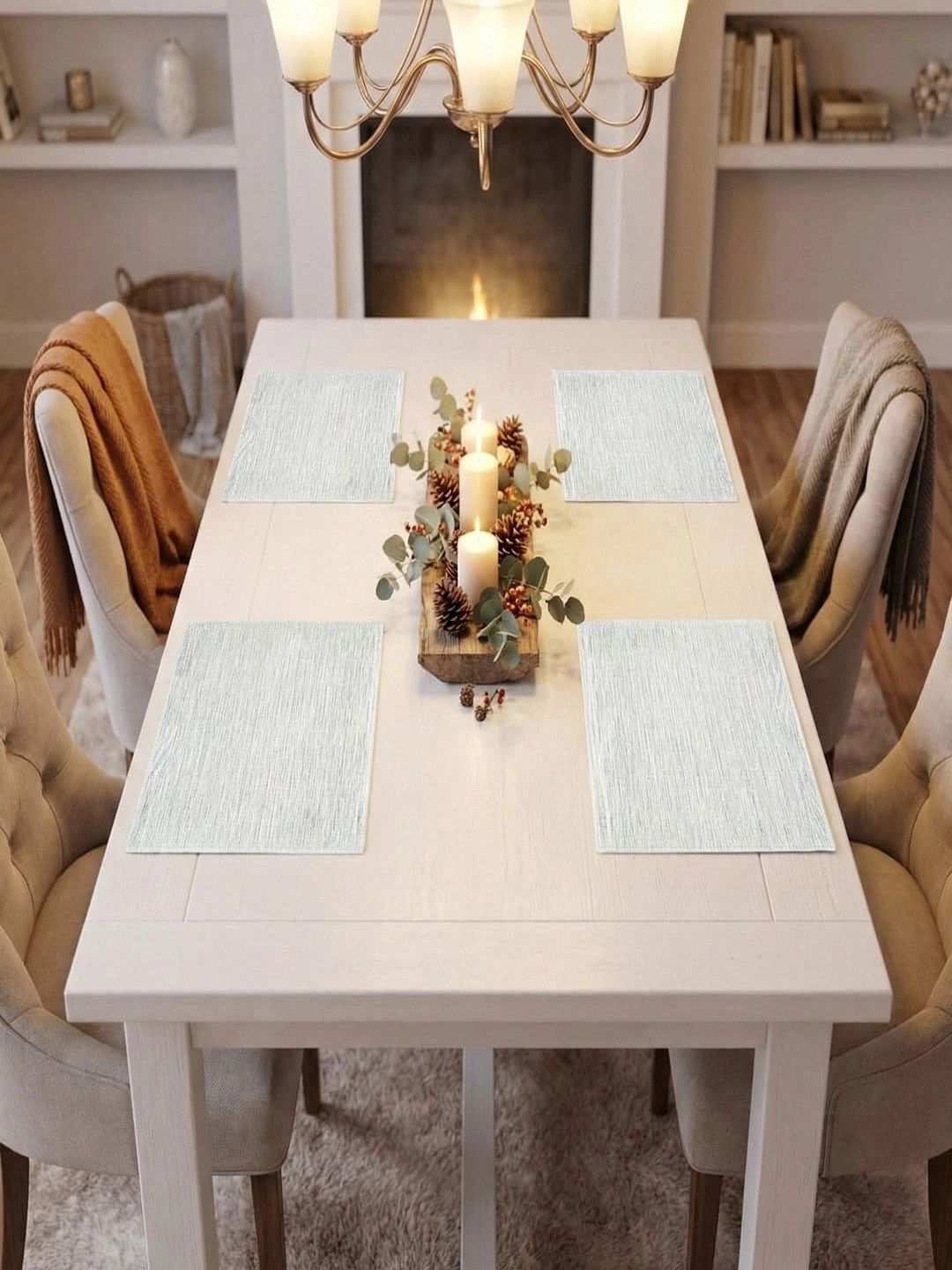 Myntra Elegant Homes 4-Pcs Grey Melange Printed Rectangle Table Placemats-picture-38