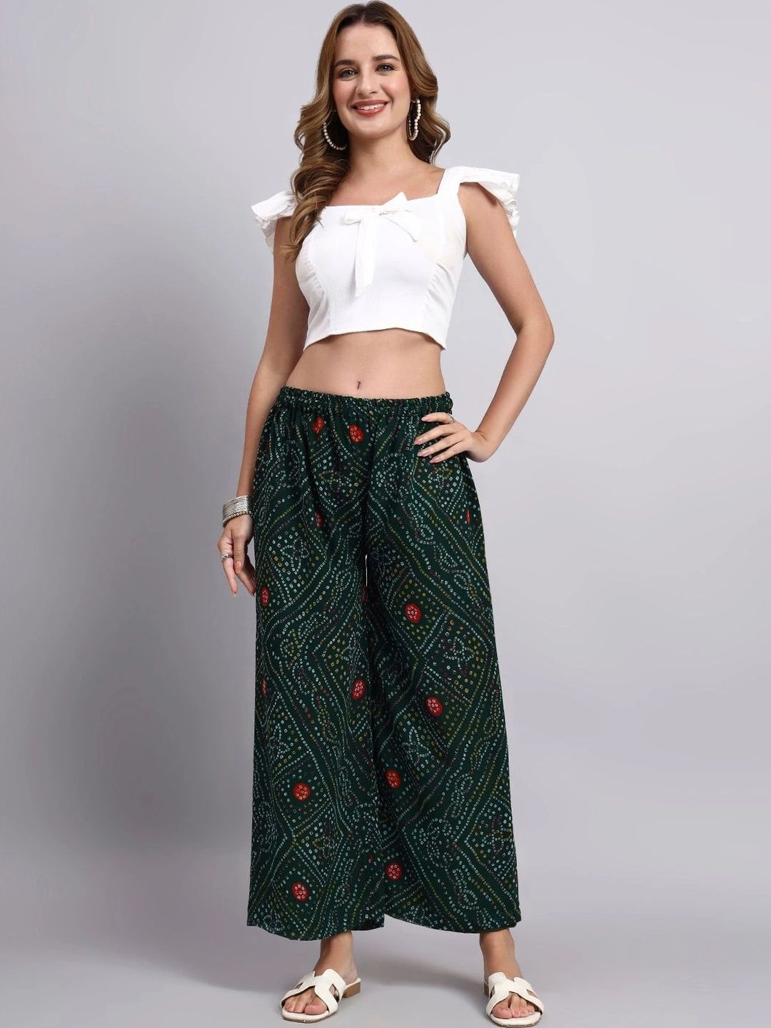 JDS LIFESTYLE Women Ethnic Motifs Printed Knitted Georgette Ethnic Palazzos-picture-35