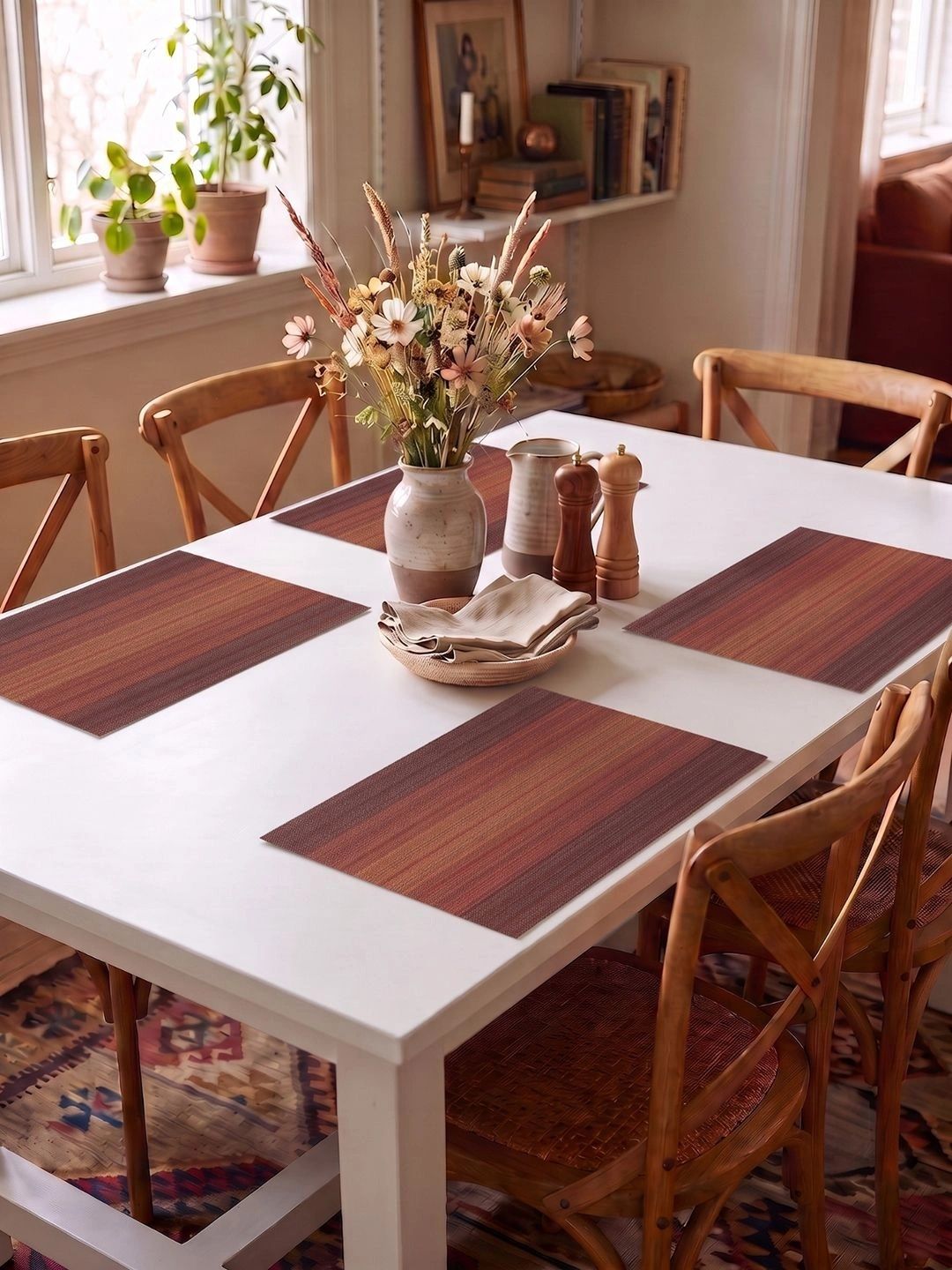 Myntra Elegant Homes 4-Pcs Maroon Printed Rectangle Table Placemats-picture-22