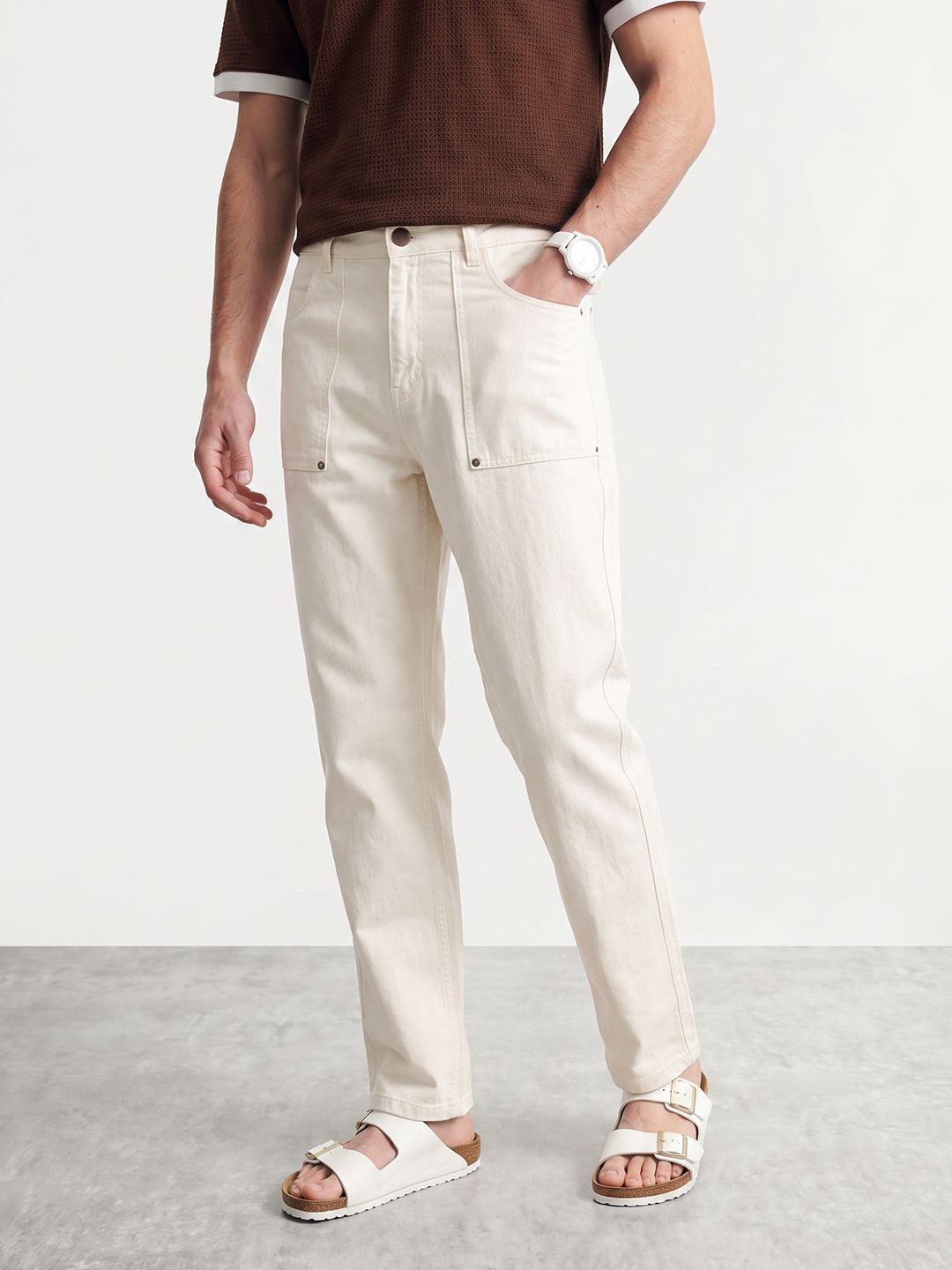 Mast & Harbour Men Straight Fit Coloured Stretchable Jeans-picture-54