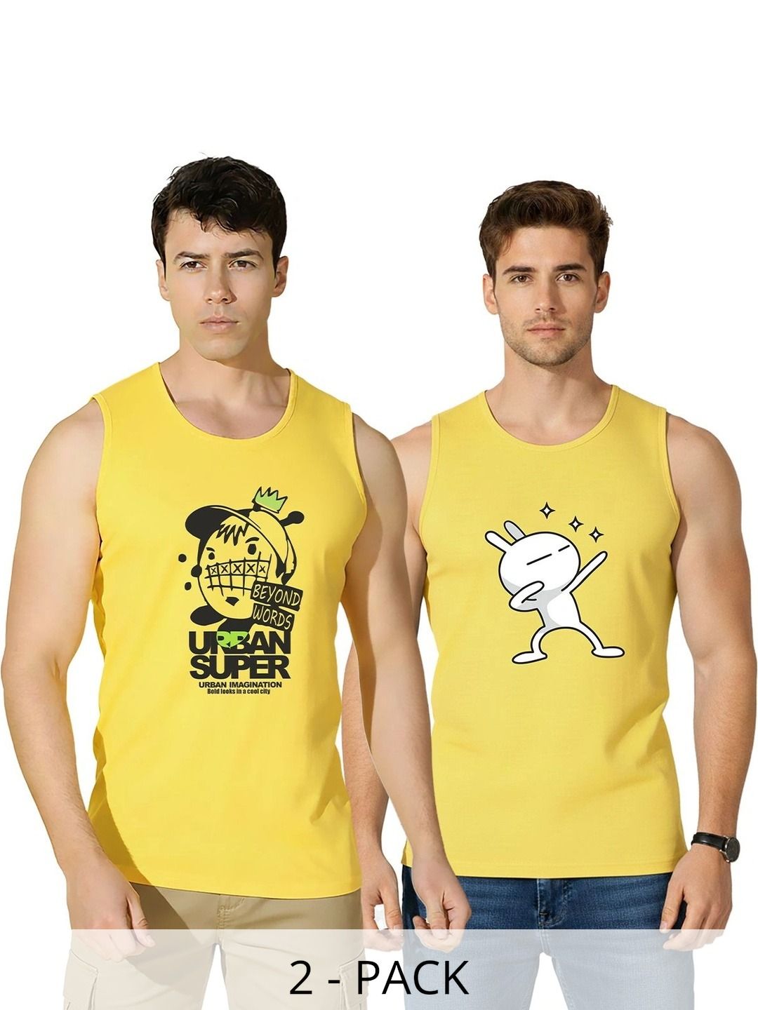 SLOWLORIS Pack of 2 Printed Cotton Gym Vest-picture-36