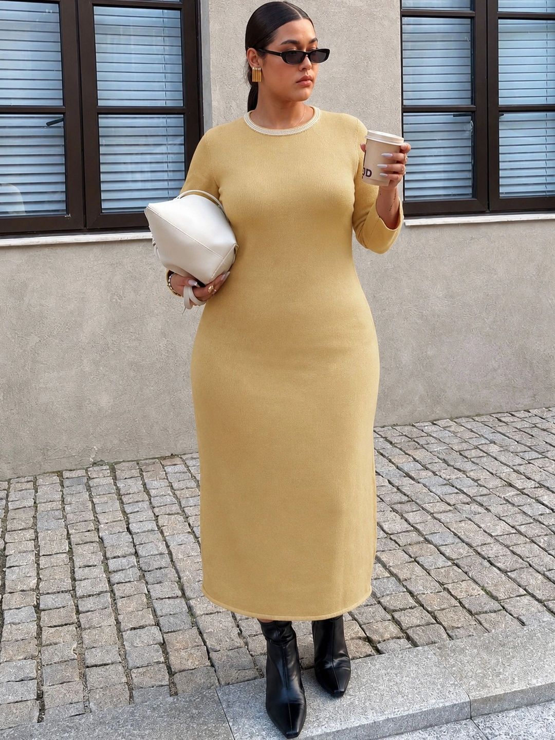 SASSAFRAS Curve Sheath Midi Dress-image-40