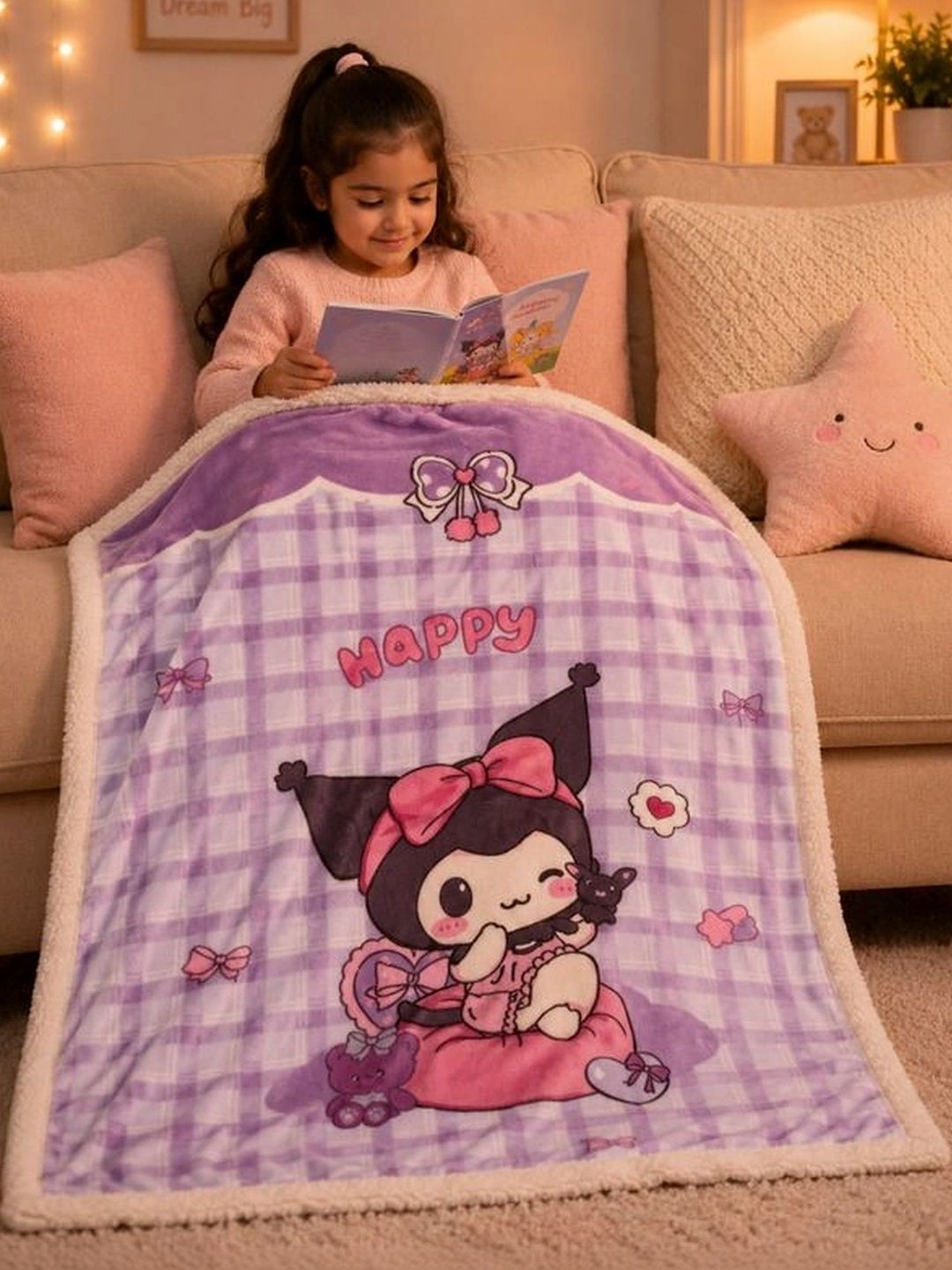 Milkymoon Kids Purple Cartoon Characters Fleece Mild Winter 300 GSM Blanket-image-42