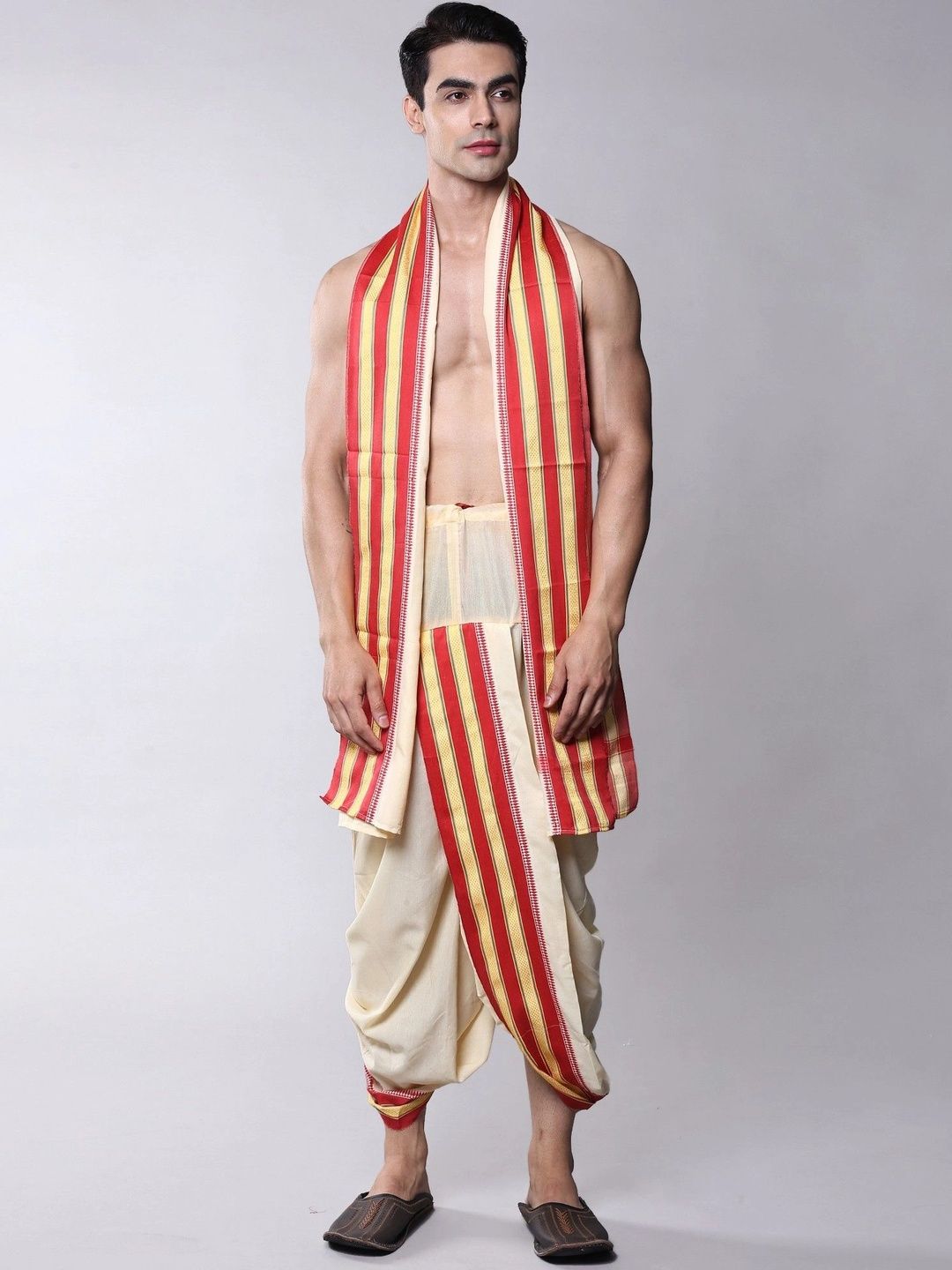Exotic India Men Striped Cotton Dhoti Dhotis-image-26