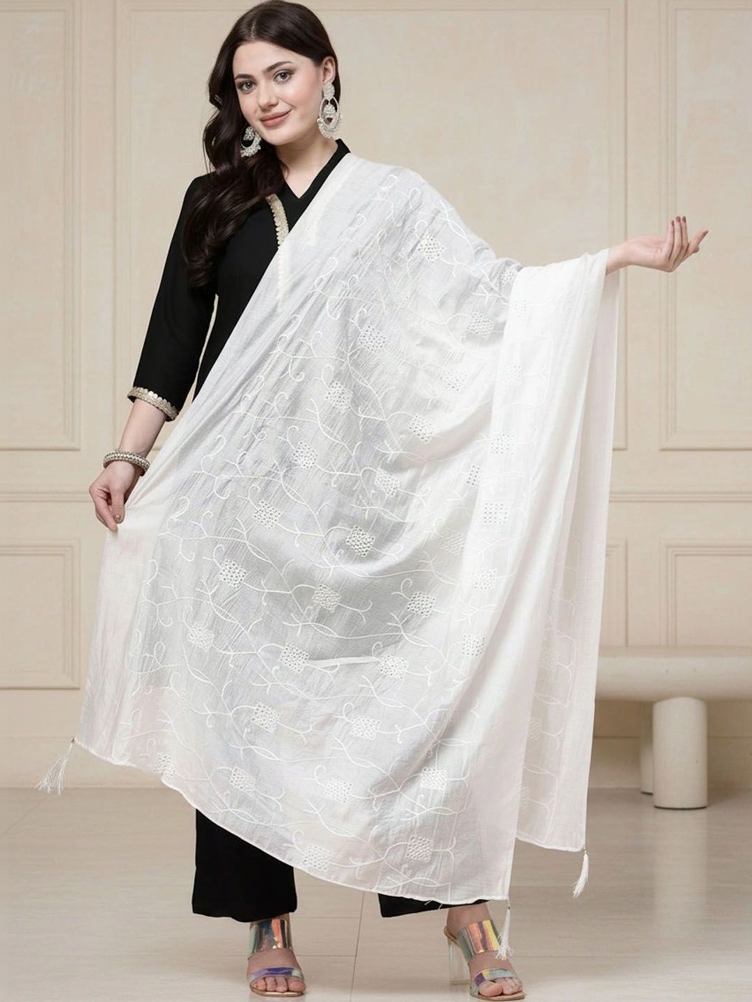 KALINI Ethnic Motifs Embroidered Dupatta with Sequinned-picture-18