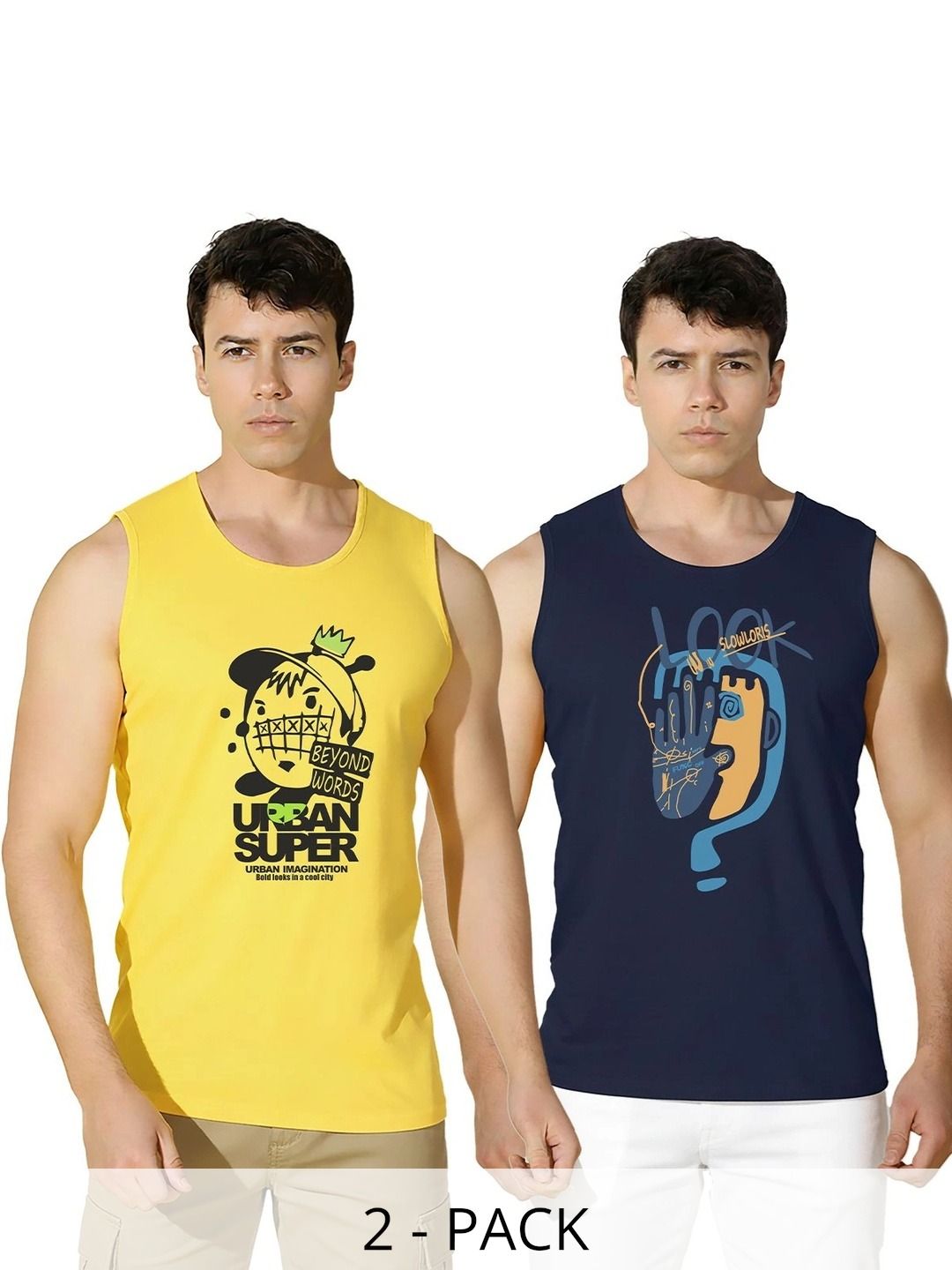 CRYPTIC Pack of 2 Printed Cotton Tank-picture-34