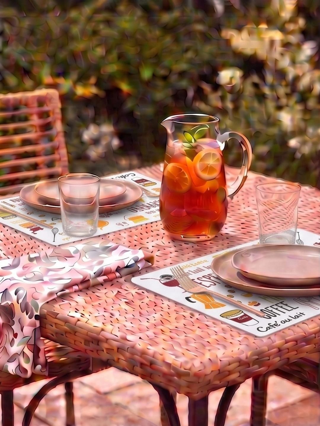 Myntra Elegant Homes 8-Pcs Brown & Yellow Printed Rectangle Table Placemats-picture-17