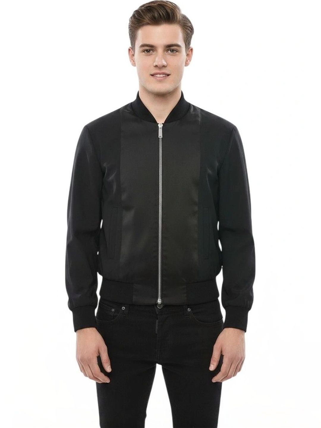 dsquared2 Black Solid Mandarin Collar Jacket-picture-25