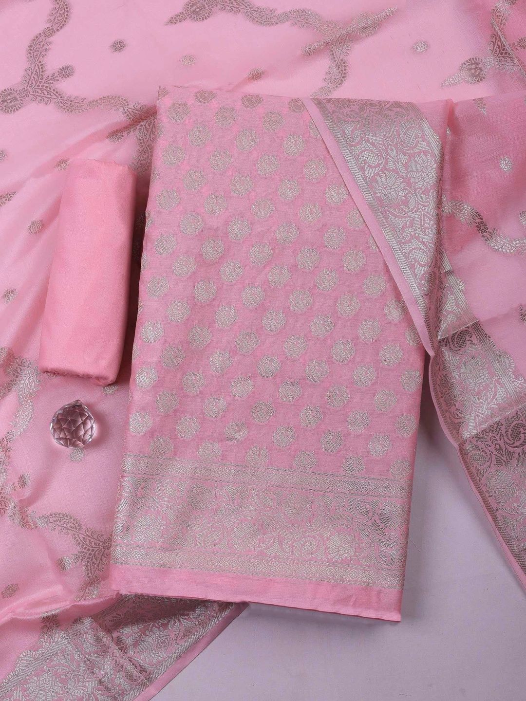 Meena Bazaar Art Silk Unstitched Dress Material-picture-11