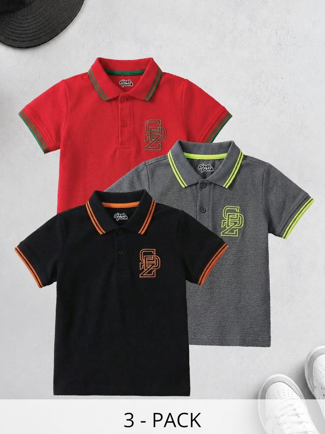 Pixel Punk Boys Brand Logo 3 Polo Collar T-shirt-picture-32