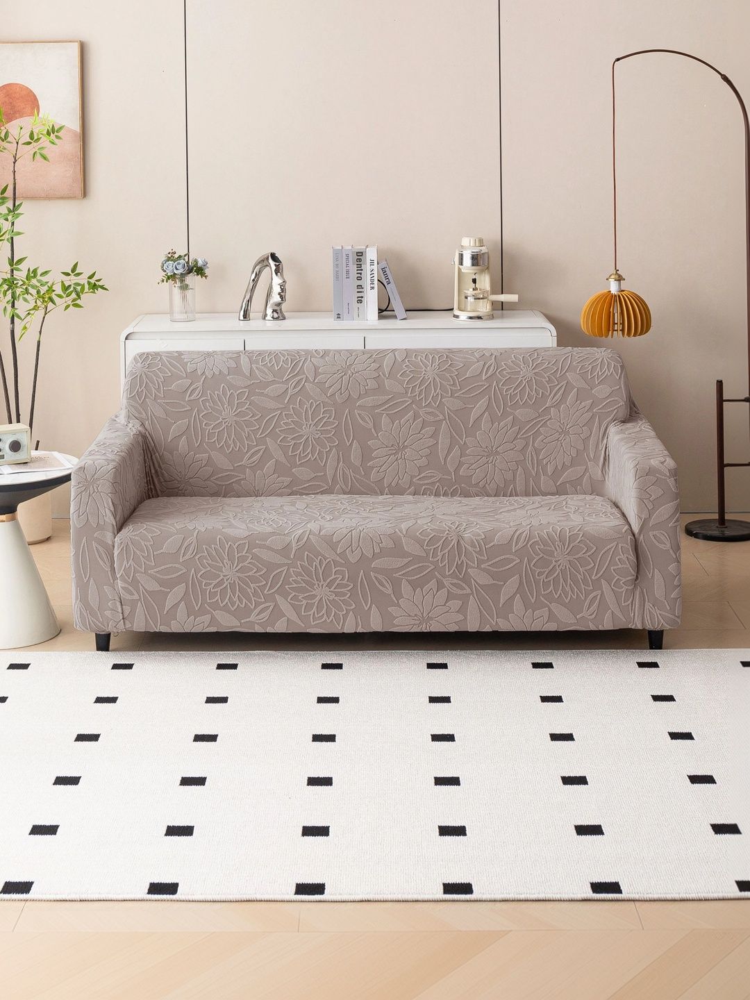 MAGICAL Brown 1 Piece Sofa Cover With Arms-image-22