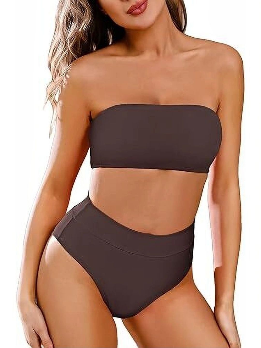 Swibona Nylon Strapless Swim Bikini Set Swimwear-picture-35