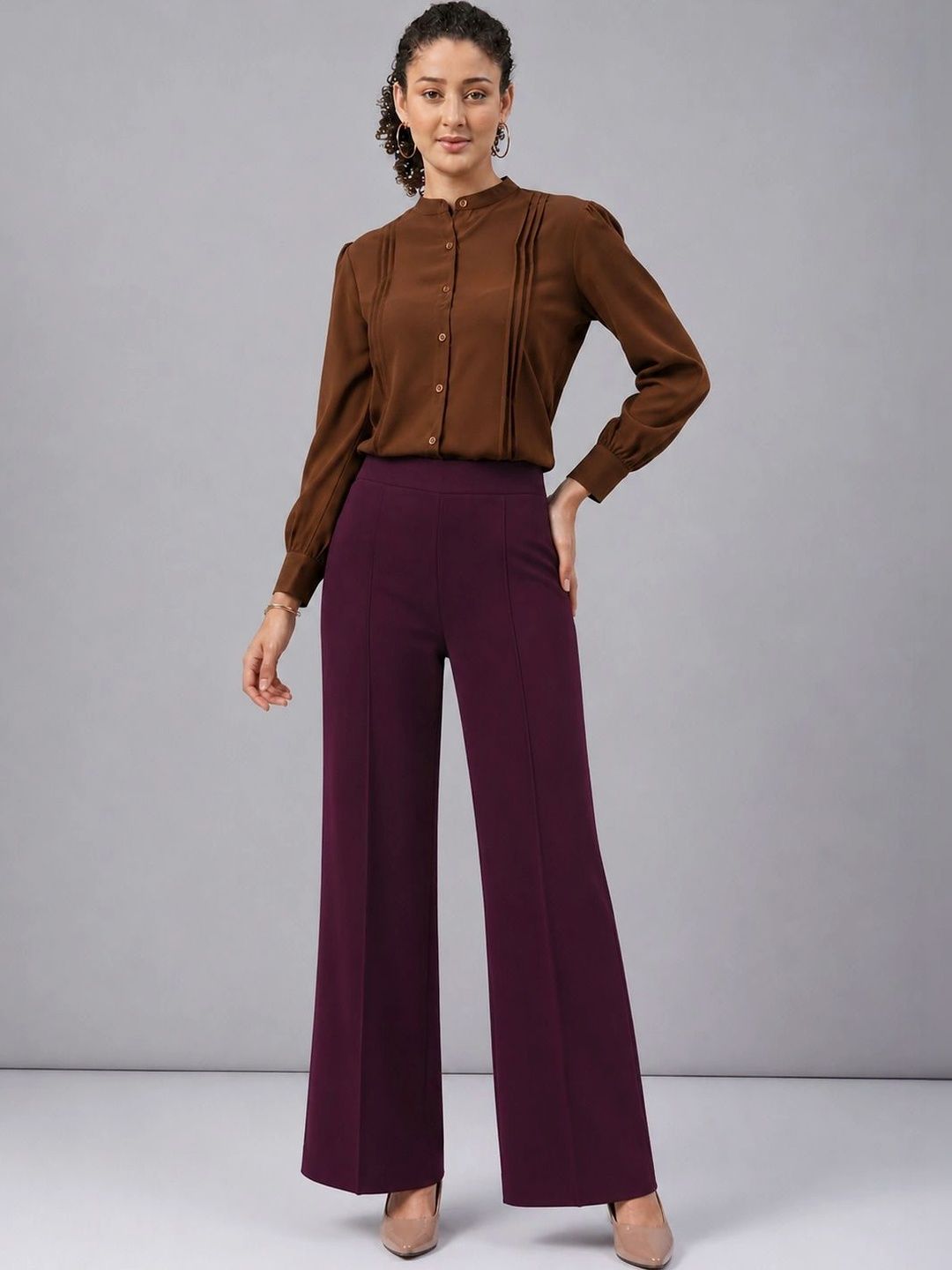 HERE&NOW Women Relaxed Easy Wash Trousers-picture-16