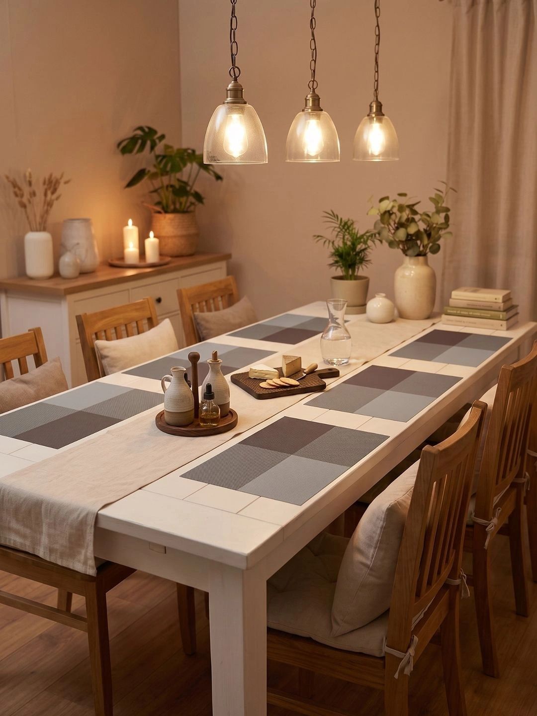 Myntra Elegant Homes 8-Pcs Brown Printed Rectangle Table Placemats-picture-39
