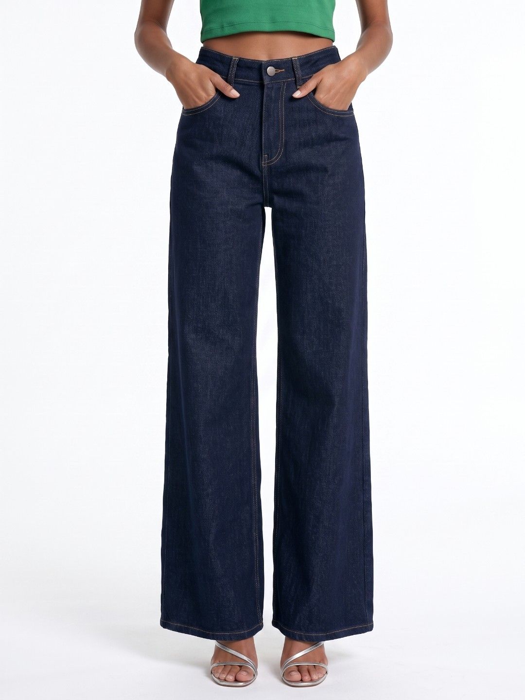 glitchez Women Wide Leg Mid-Rise Stretchable Jeans-picture-11
